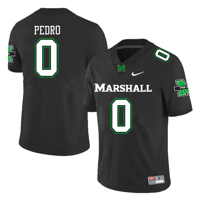 Men #0 Cam Pedro Marshall Thundering Herd College Football Jerseys Stitched-Black - Click Image to Close